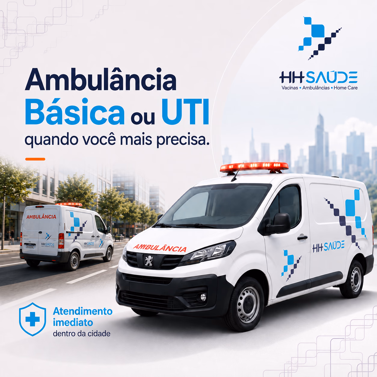Ambulância particular pronta para transporte de paciente