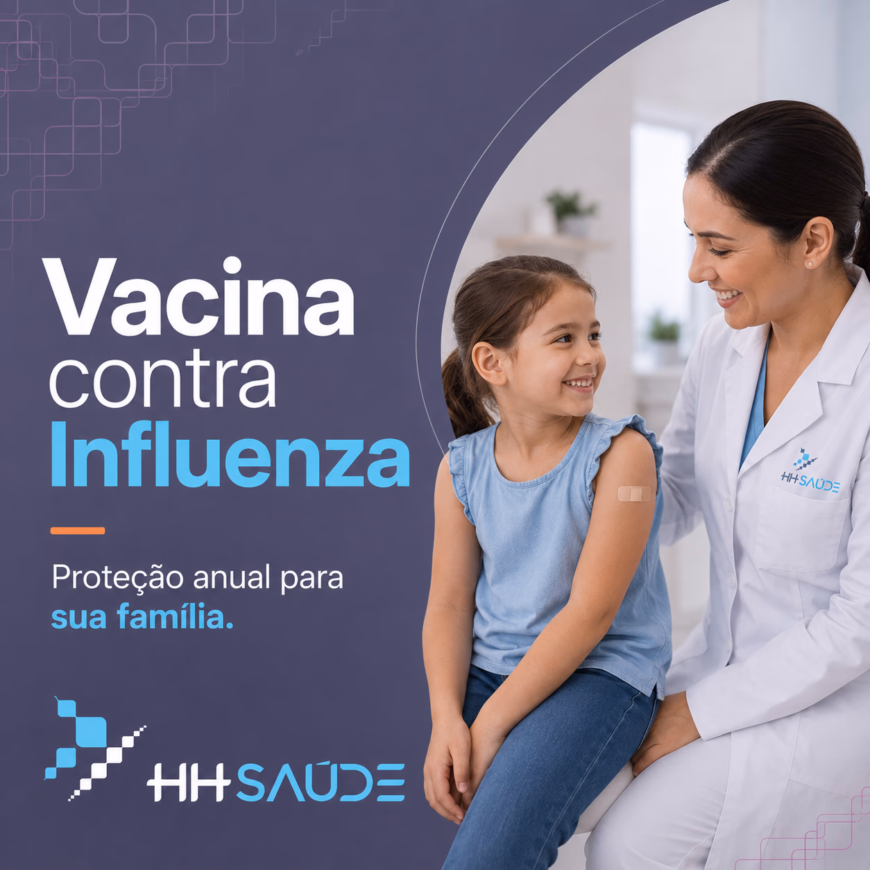 Profissional de enfermagem aplicando vacina contra Influenza