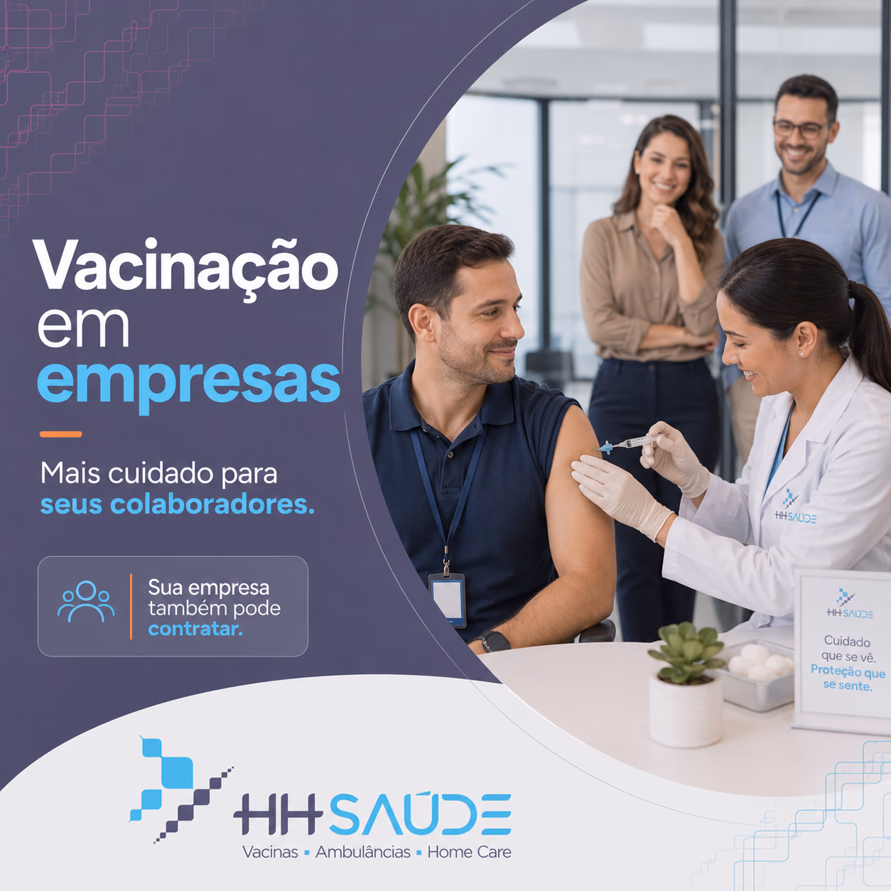 Profissional de saúde organizando vacinação corporativa